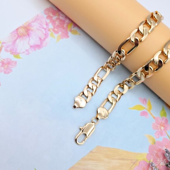 "Thick Rose Gold Figaro Chain Necklace for Men & Women, 24 Inch, XPNL0085 - Picture 9 of 12